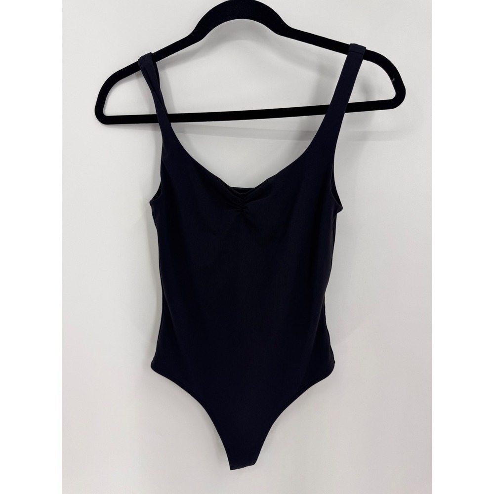 Babaton Bodysuit Women Small Black Contour Ruched Sweetheart Neck Sleeveless